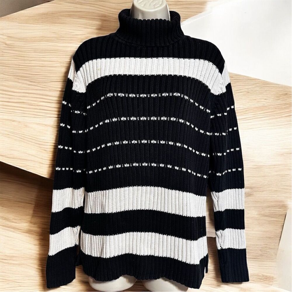 Jeanne Pierre Women's XL Striped Turtleneck Sweater Multicolor Long Sleeve
